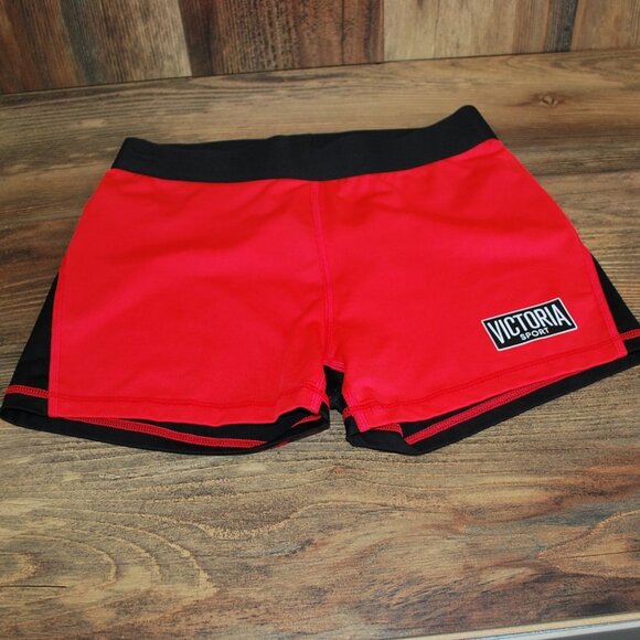 Victoria Sport Volleyball Spandex Shorts Size Medium Red/Black - Picture 1 of 3
